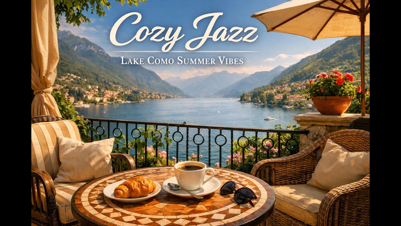 Cozy Jazz on Lake Como ☕ Relaxing Italian Cafe Jazz Music | Summer Terrace Ambience