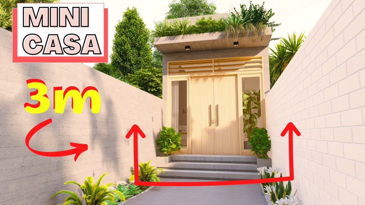 Tour Mini Casa 32m² em terreno ESTREITO de 3 metros | Tiny house| Plano de casa pequeña| Small house