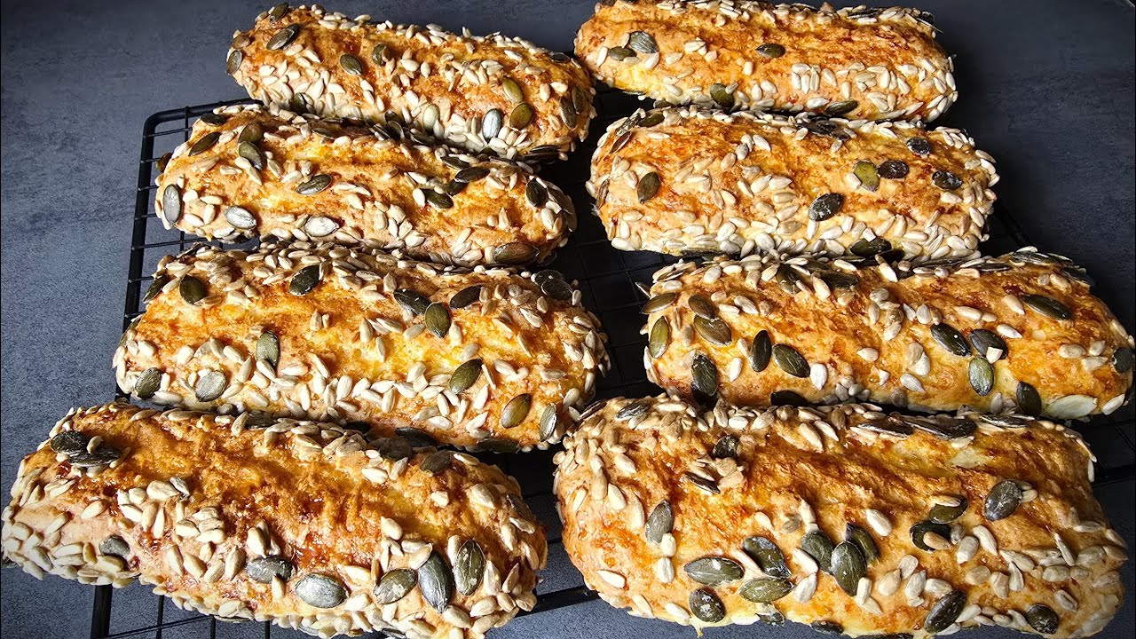 Быстрые и простые домашние булочки с семенами 😍🥖 Пушистые протеиновые палочки с семенами без дрожжей