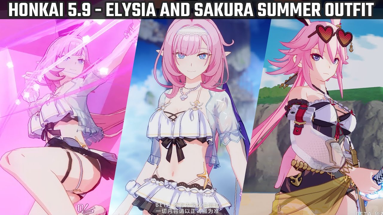 Honkai 5.9 - Elysia and Sakura summer outfit Gameplay!
