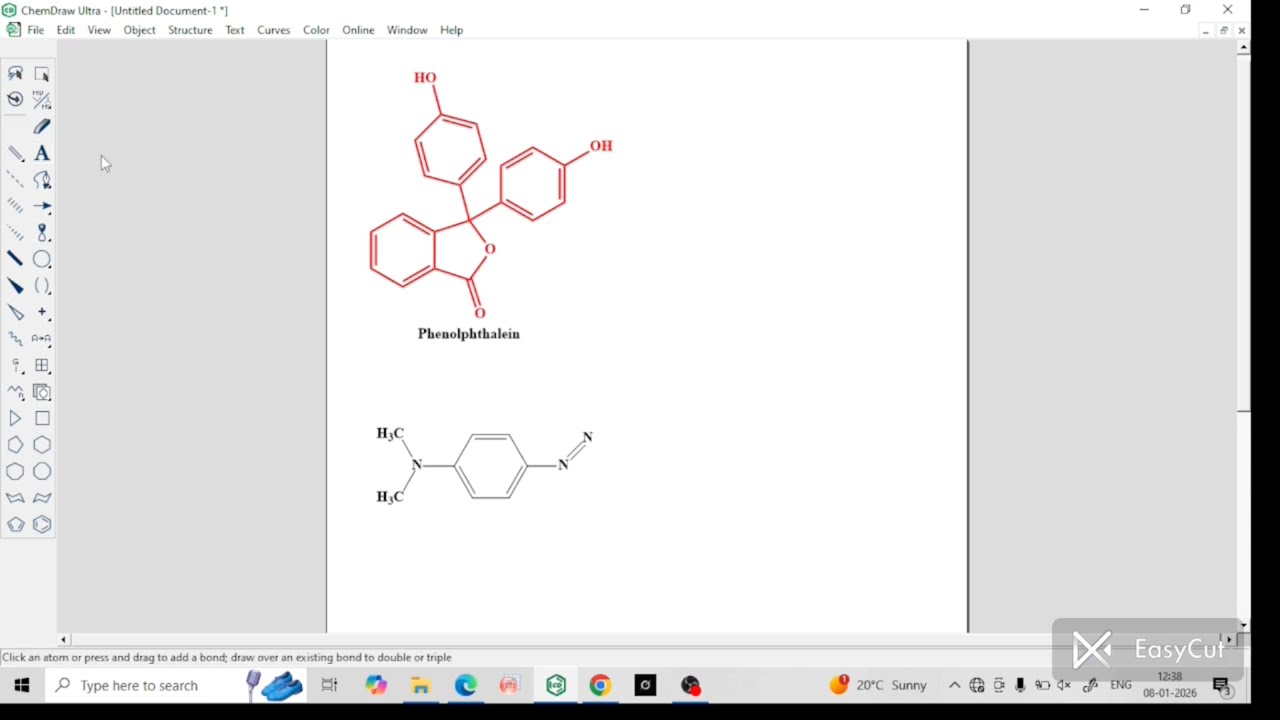 Chemical structure drawing using chemdraw software|Phenolphthalein|Methyl orange|