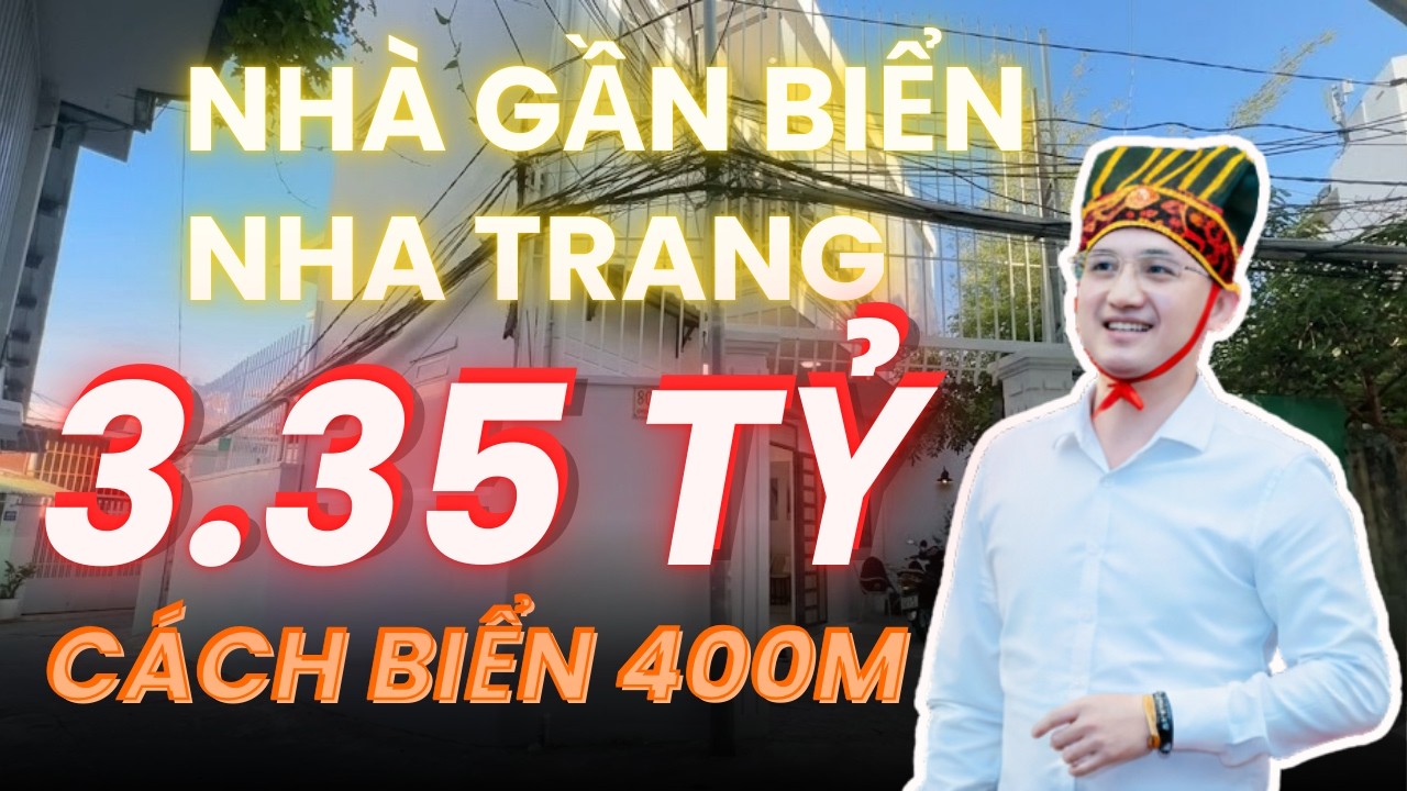 Nhà cách biển 400m,diện tích 50m2,1 trệt 1 lầu,sân rộng,trung tâm Nha Trang giá 3.35 tỷ.