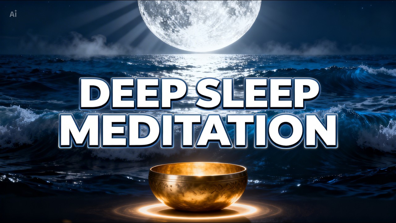 Black Screen | Deep Sleep Meditation | Ocean Waves & Singing Bowls