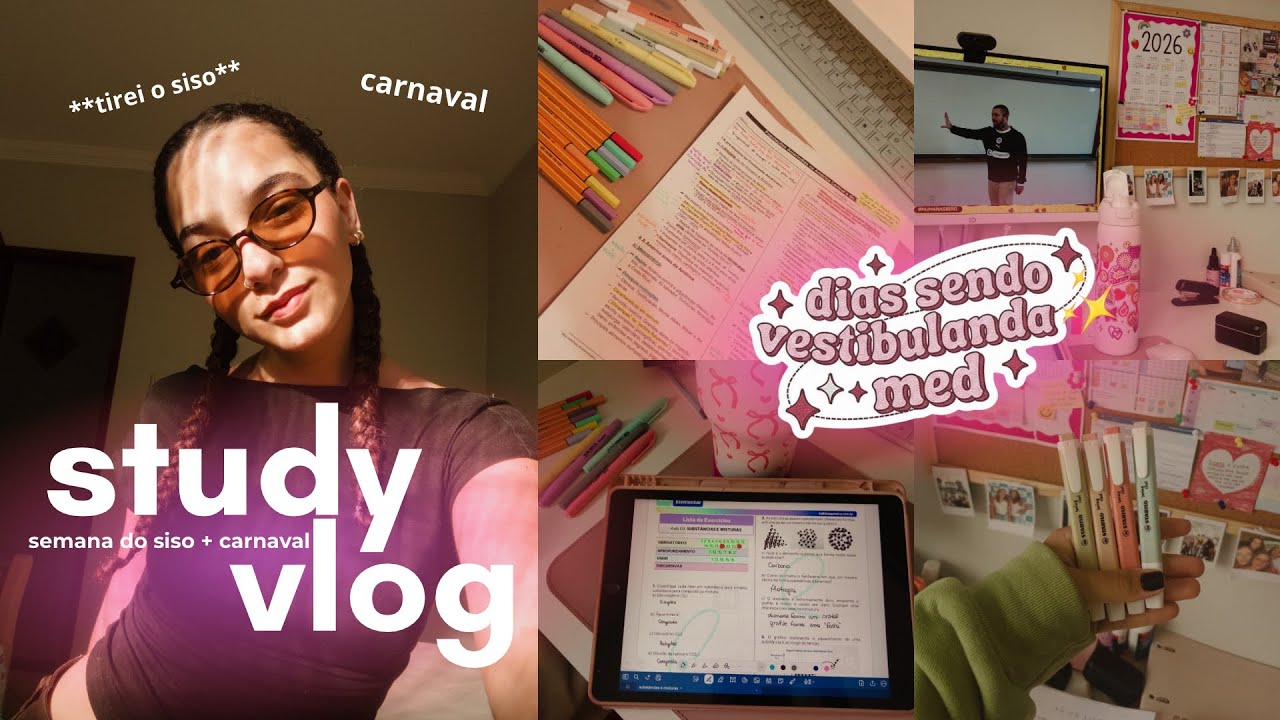 study vlog | semana de cursinho online: carnaval, matéria acumulada e siso 🤯📚✨