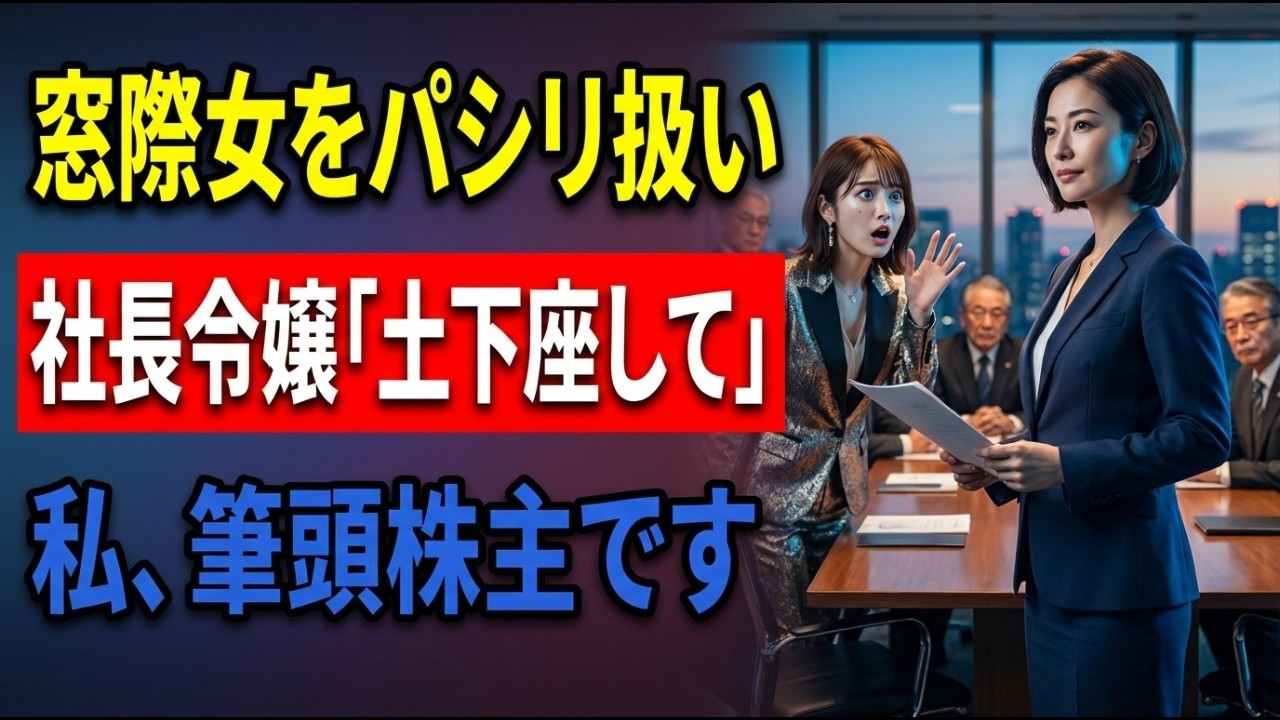 「窓際女はパシリがお似合いｗ」ドバイから帰国した私を商談取引中に土下座させ見下す頭取令嬢。そこへ現れた御曹司「私の妻に何をする！」実は一族を束ねる筆頭株主！父である頭取よりクビ宣告