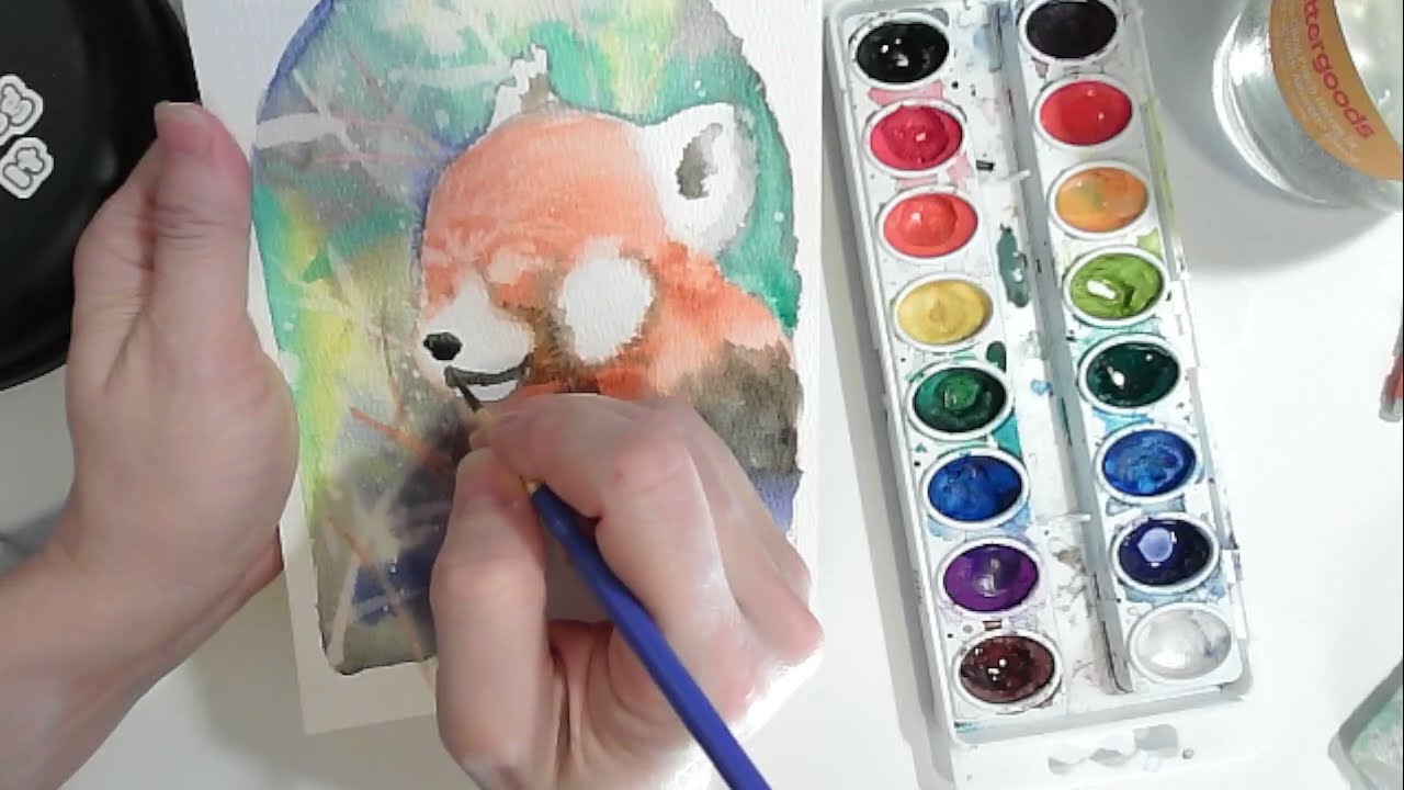 Realtime Watercolor Painting - Red Panda