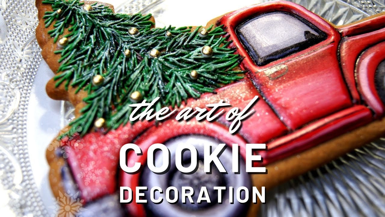 Satisfying Cookie Decorating Video | A car with a Christmas tree. Christmas cookie #icingcookies