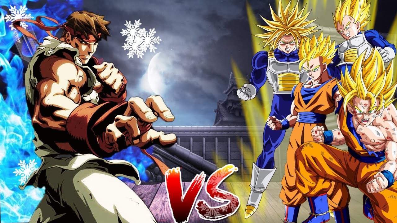 Ice Ryu vs Super Saiyan DBZ Team - Highest Level Epic Fight🔥🔥🔥#ryu #goku #vegeta #trunks #gohan #dbz