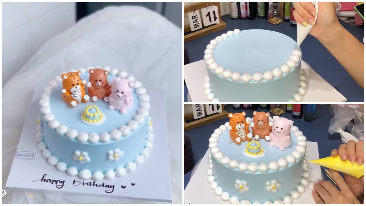 Làm bánh kem thú mini style korea