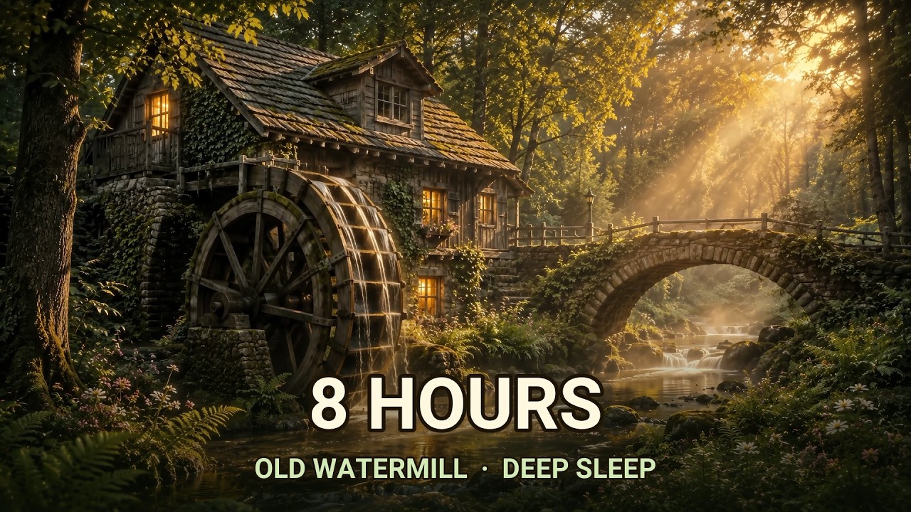 🌿 Old Watermill in the Woods &mdash; 8 Hours Stream Sounds for Deep Sleep | The Calm Hour Audio