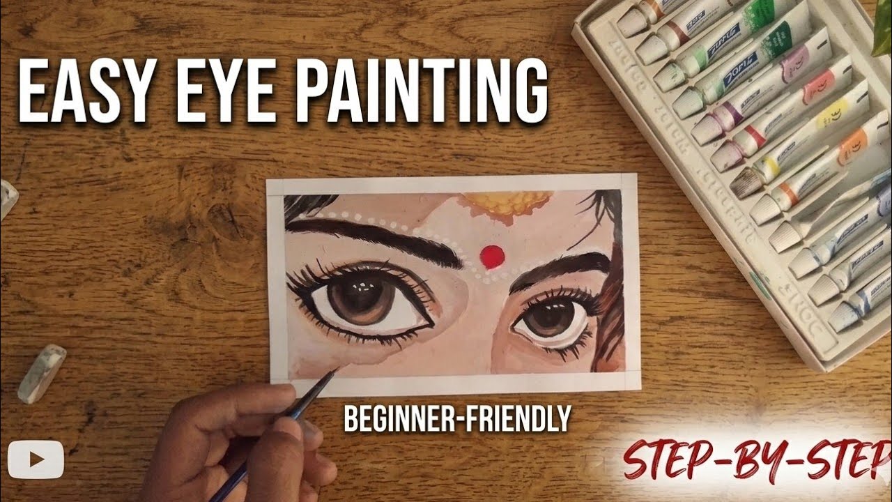 Radha Rani eyes,Water Colour Drawing Step by Step for Beginners 😍 #radhakrishna 