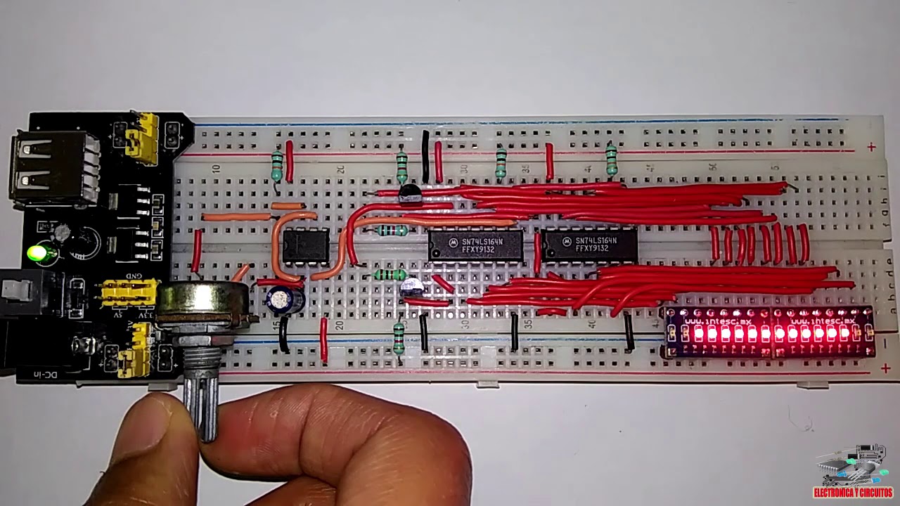 16 LED CHASER CON 74LS164