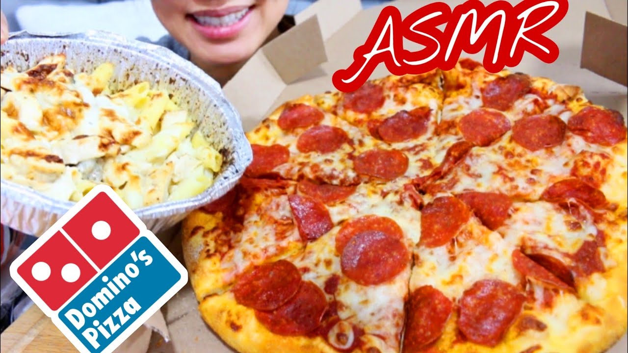 ASMR Domino's Pepperoni Pizza + Cheesy Chicken Alfredo Pasta Eating Sounds | Twilight