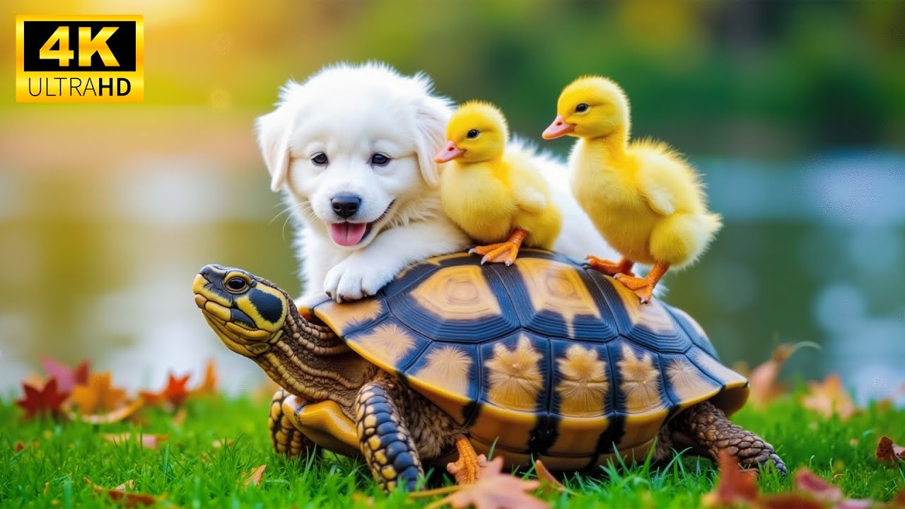 Serene World Of Baby Animals 4K | Peaceful Piano & Guitar Music For Relaxation, Relaxing Music