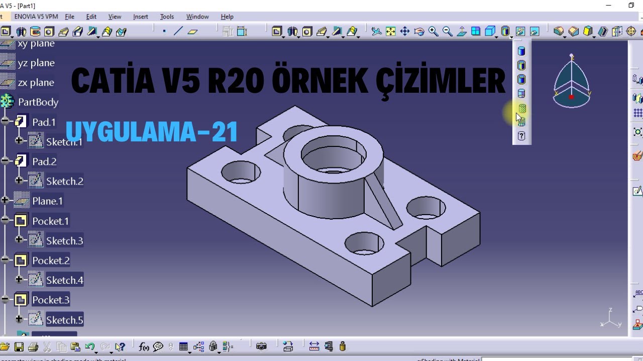 Catia v5 r20  Örnek Çizimler Uygulama-21  #catia v5 r20