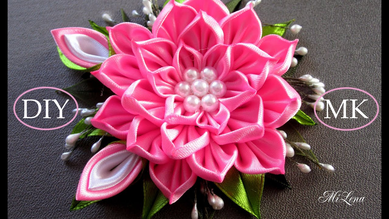 Цветок канзаши, МК / D.I.Y. Kanzashi flower / Ribbon flower tutorial