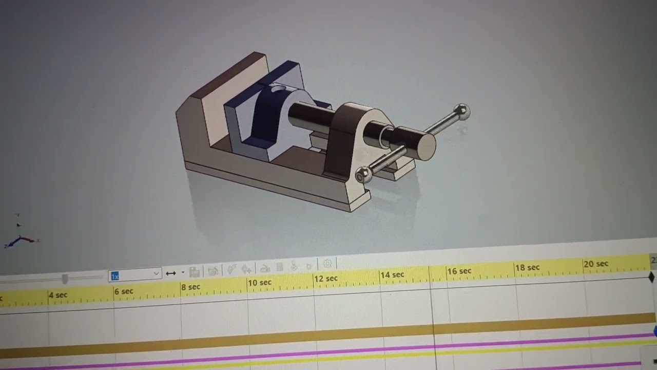 Solid work bench vice assembly with motion study