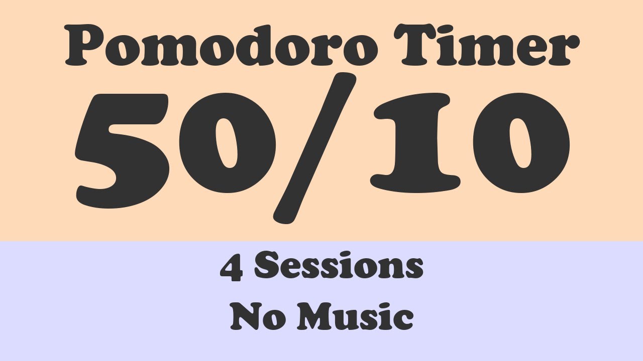 Pomodoro Timer 50/10 | No Music | Bell Ring | Peach & Lavander