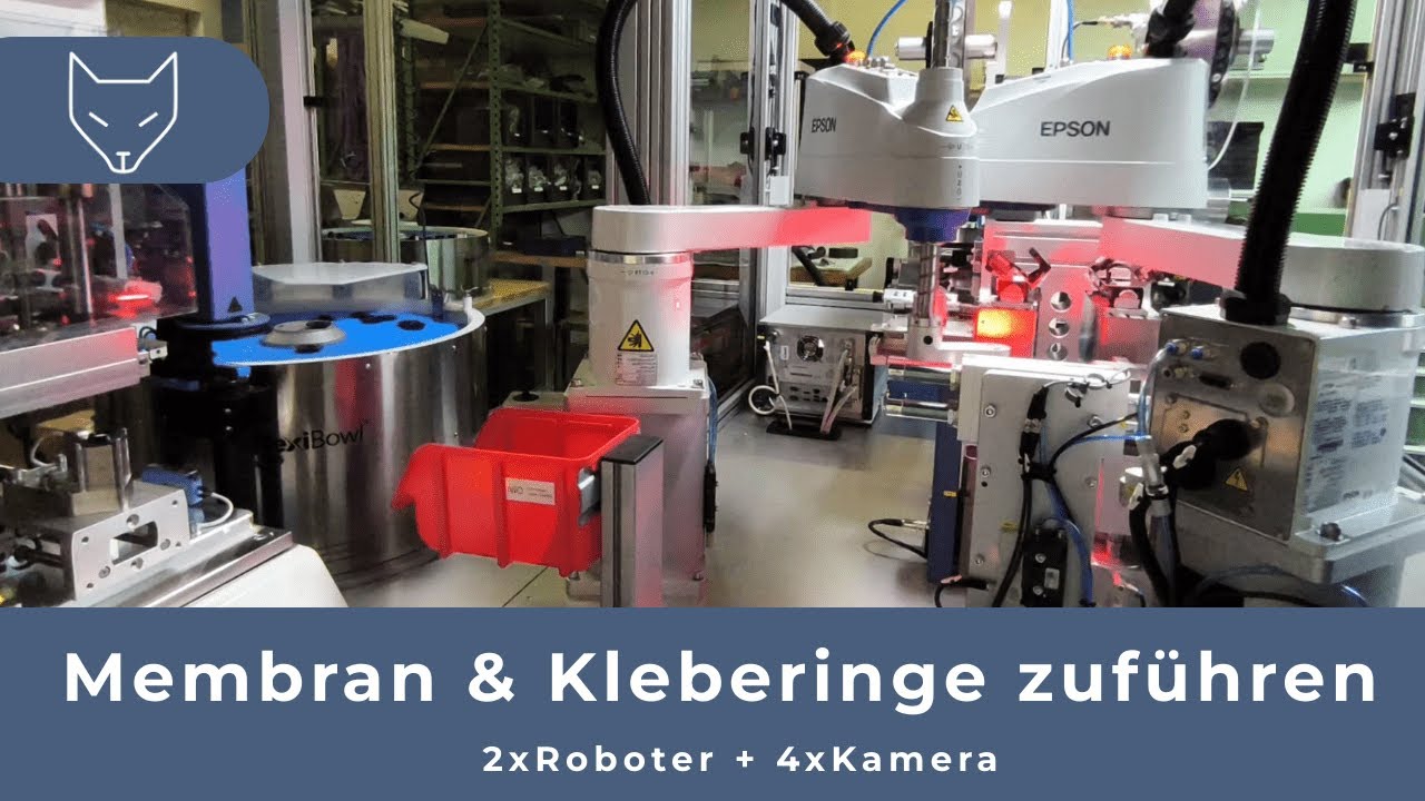 Membran verschweissen & Kleberinge zuführen - Automationsanlage