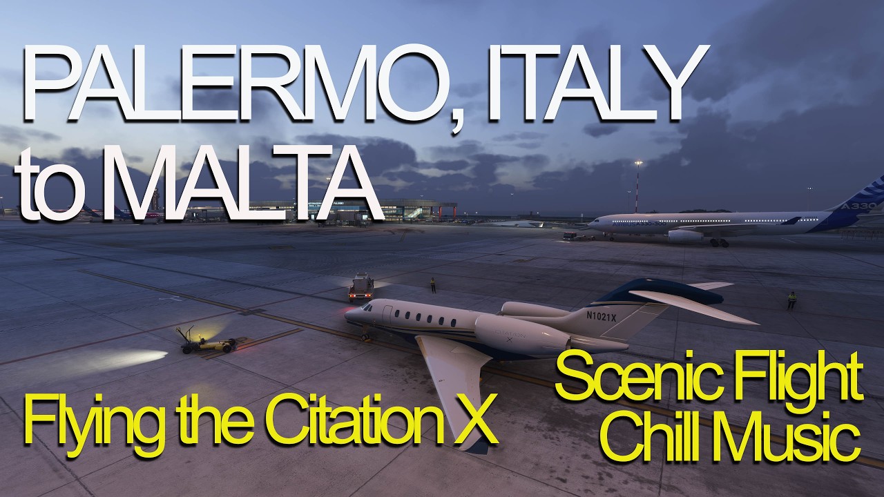 Palermo, Italy (LICJ)  to Malta (LMML) Flying Citation X, Say Intentions, MSFS2024