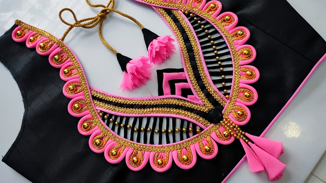 Heavy model silk saree blouse back neck design | stitching ideas for beginners |