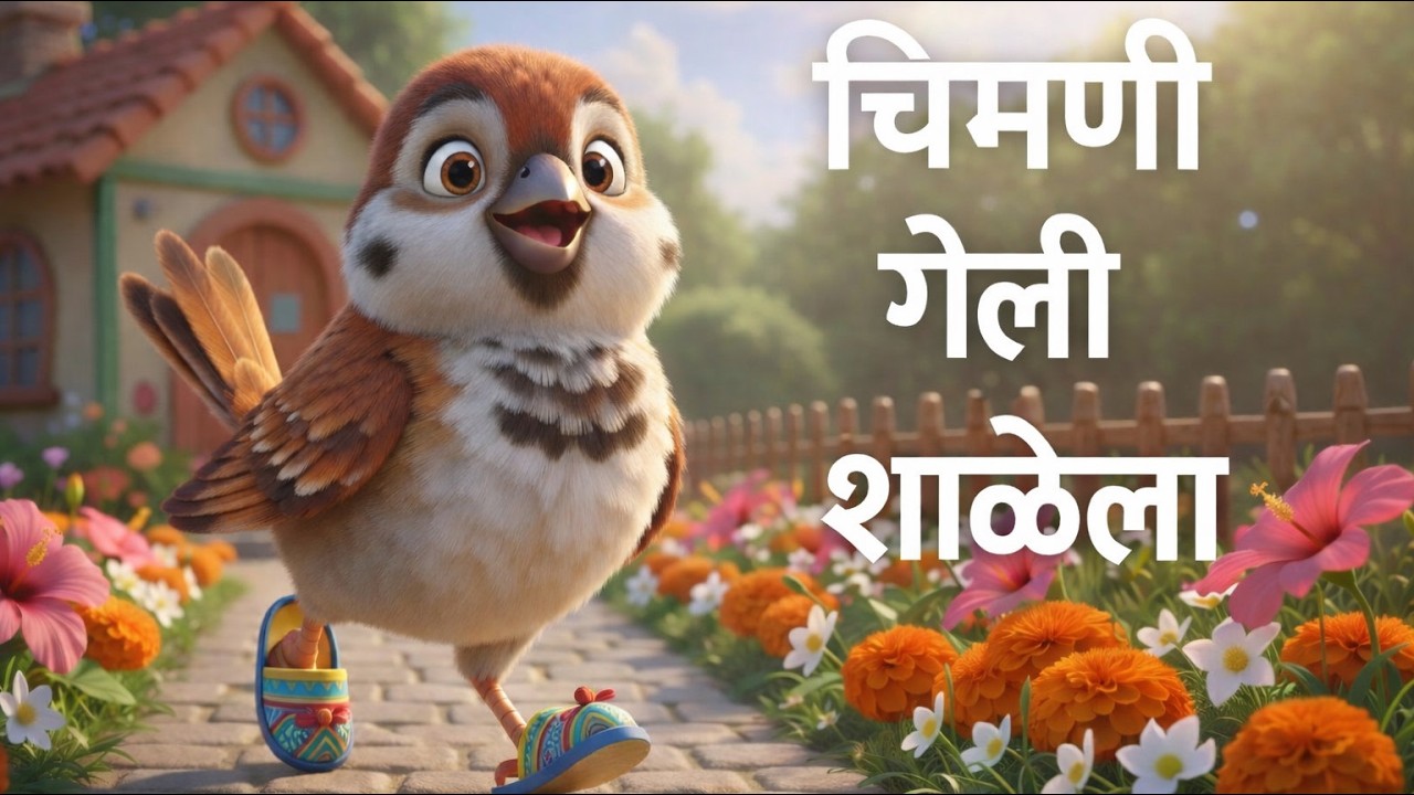 चिमणी गेली शाळेला | chimni geli shalela | marathi balgeet | nursery rhyme | popular song | kids song
