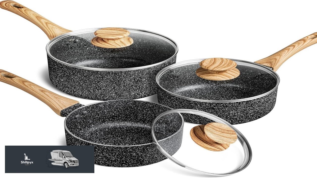 MICHELANGELO Saucepan Set 3 Piece Nonstick Sauce Pans with Lids 1QT 2QT 3QT