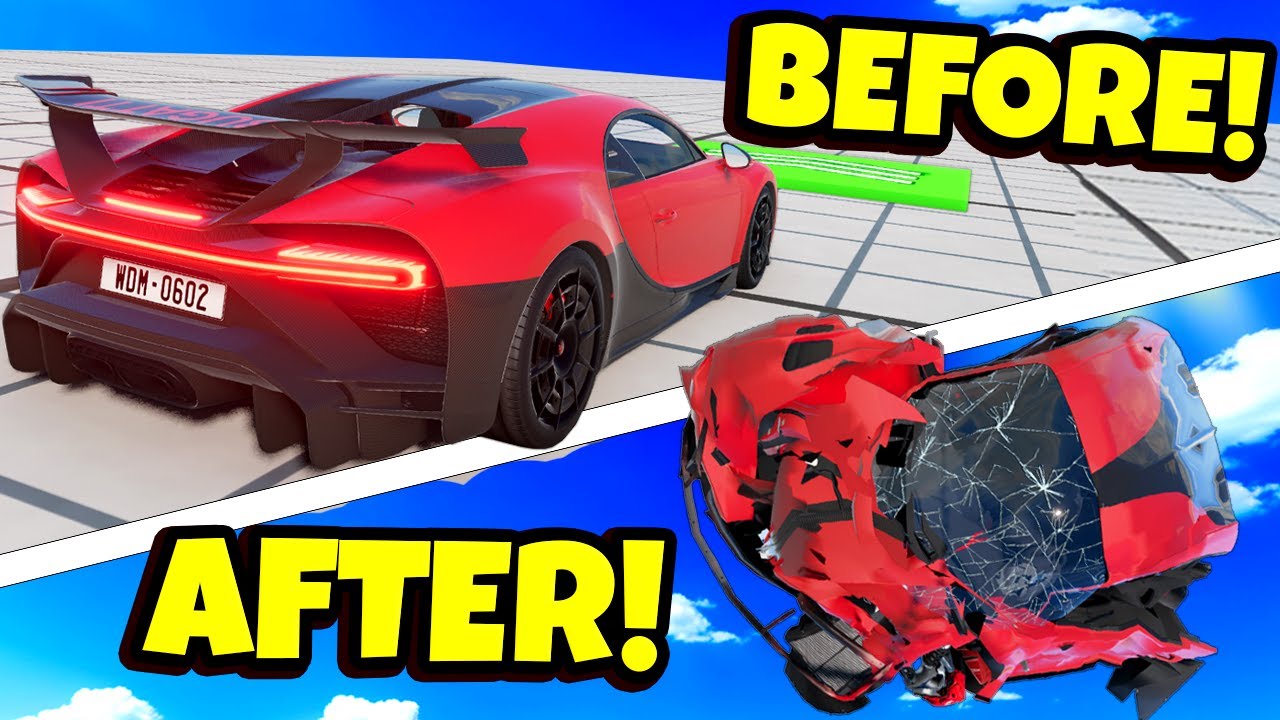 Bugatti vs 3000MPH Speed Pad Breaks Physics! (BeamNG Drive Mods)