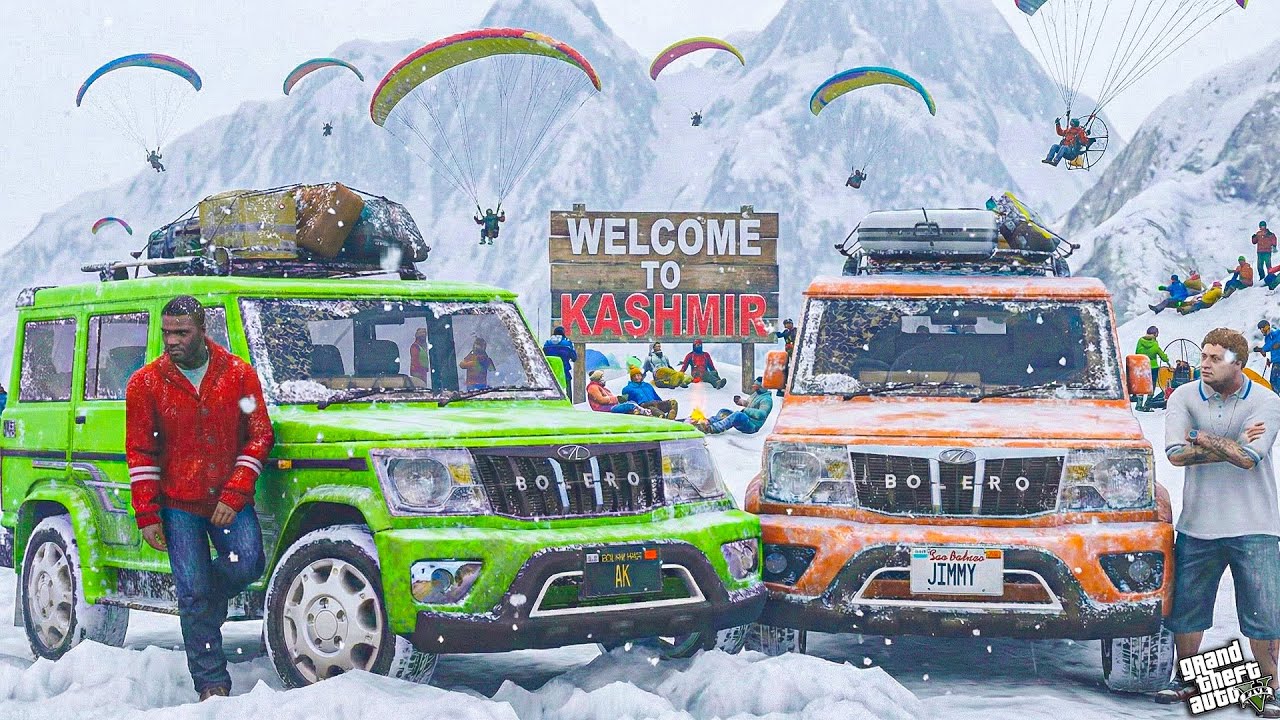 GTA 5 : GOING WO LEH LADKAH IN SNOW FALL WITH MAHINDAR BOLERO JIMMY AND MICHAEL OMG!