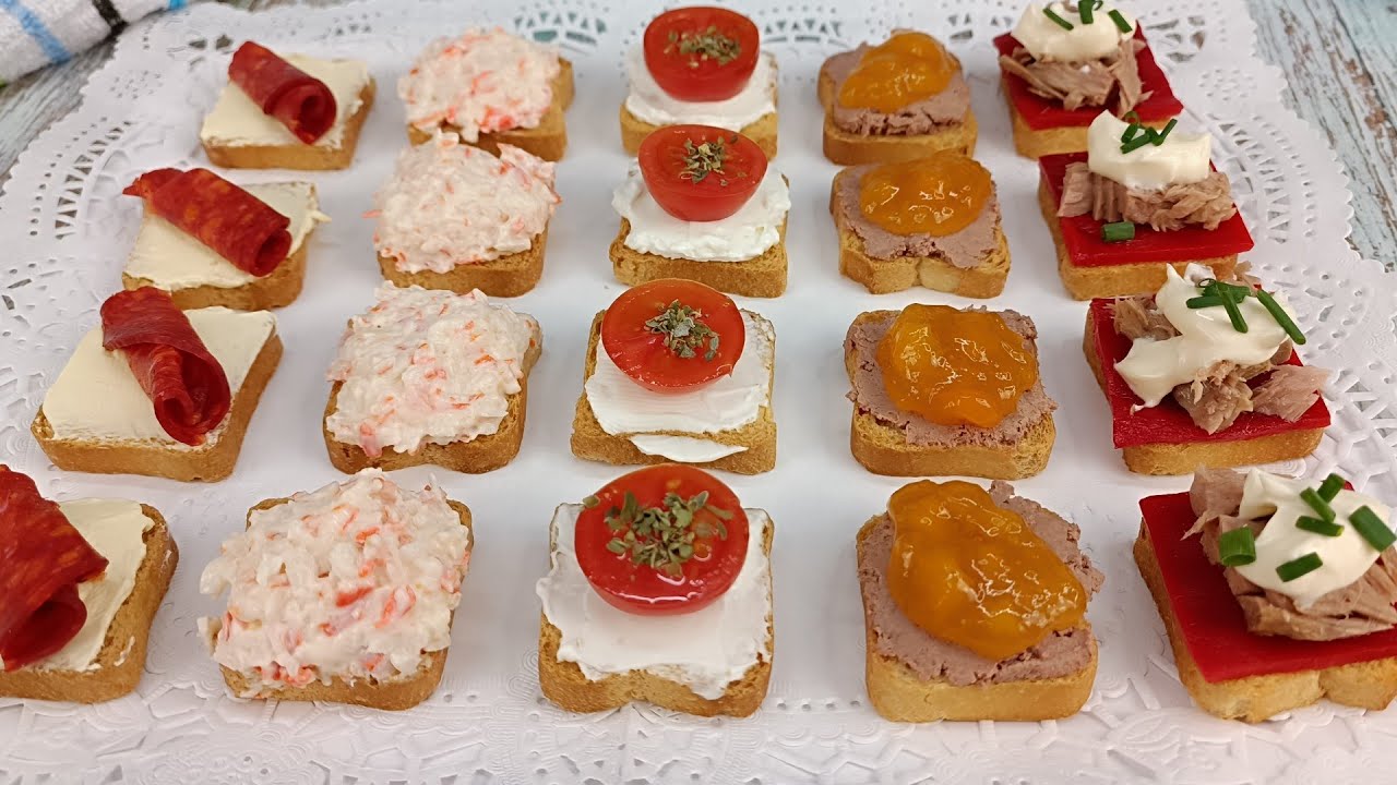 Canapés variados o Aperitivos muy fáciles y rápidos. ¡Triunfarás seguro! 🤩