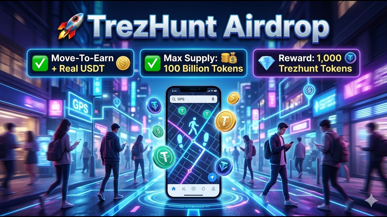 TrezHunt Airdrop 2026 | Walk To Earn REAL USDT + Get 1,000 FREE Tokens #TrezHunt #TrezHuntAirdrop