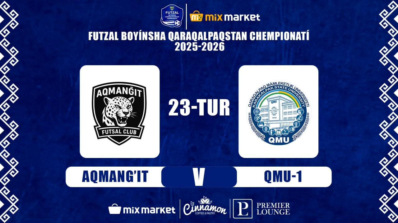 Futzal boyinsha Qaraqalpaqstan XXII MIX MARKET chempionati.  AQMANǴÍT - QMU-1
