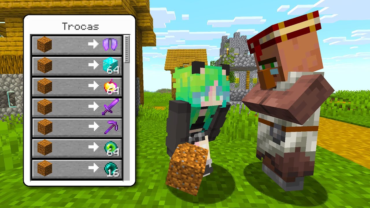 Minecraft, mas os Aldeões Têm TROCAS ABSURDAS 🔥 (Netherite por 1 Terra!)