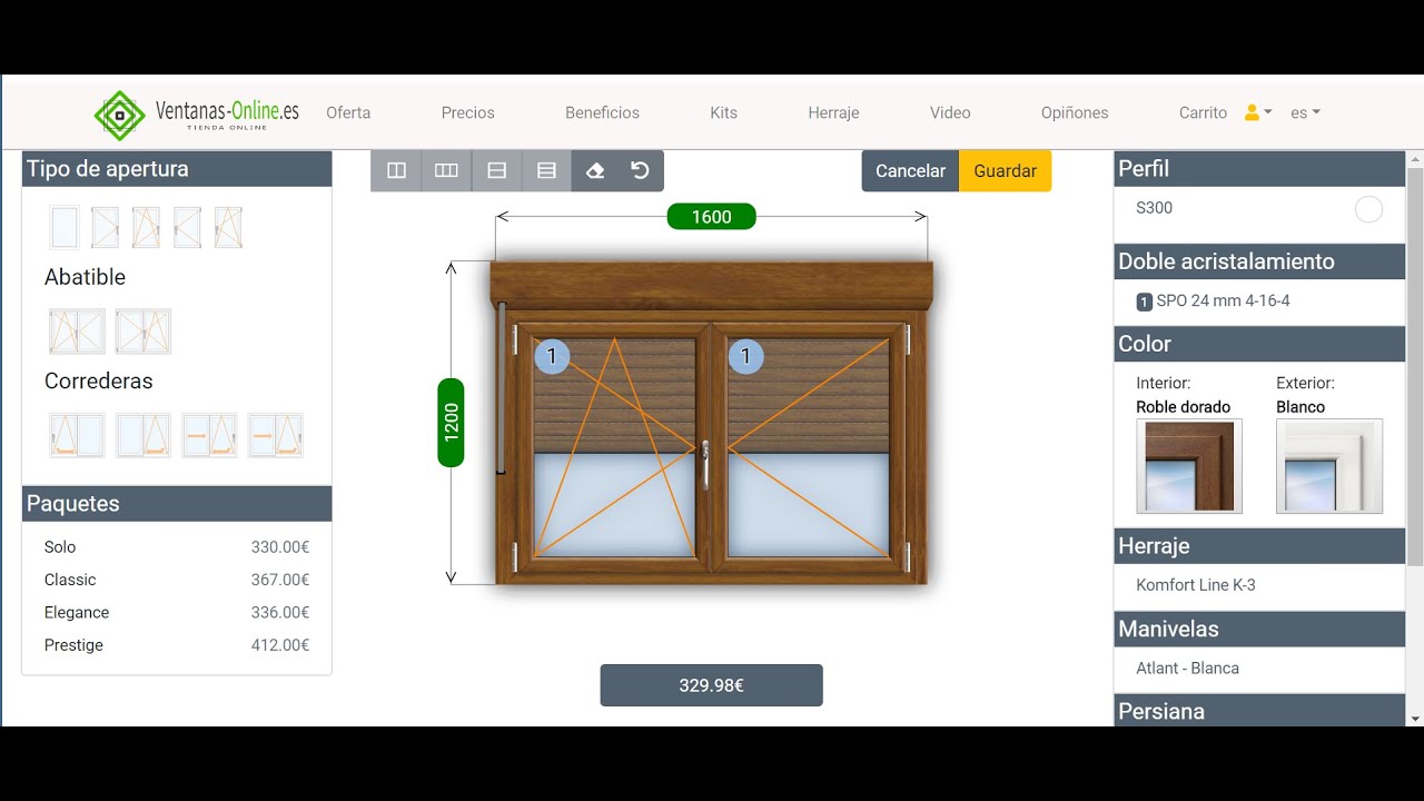 Tienda online  ventanas de pvc . Calculadora de precio