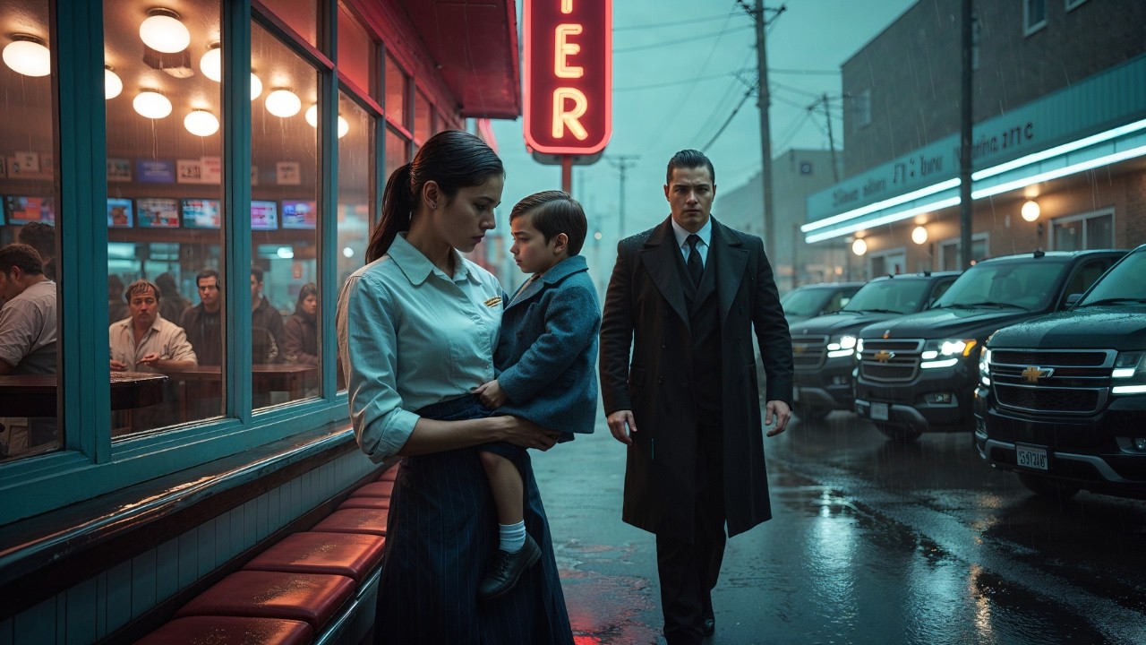 “Poor Waitress Saved a Lost Boy in the Rain — Not Knowing He Was the Mafia Boss’s Heir!”