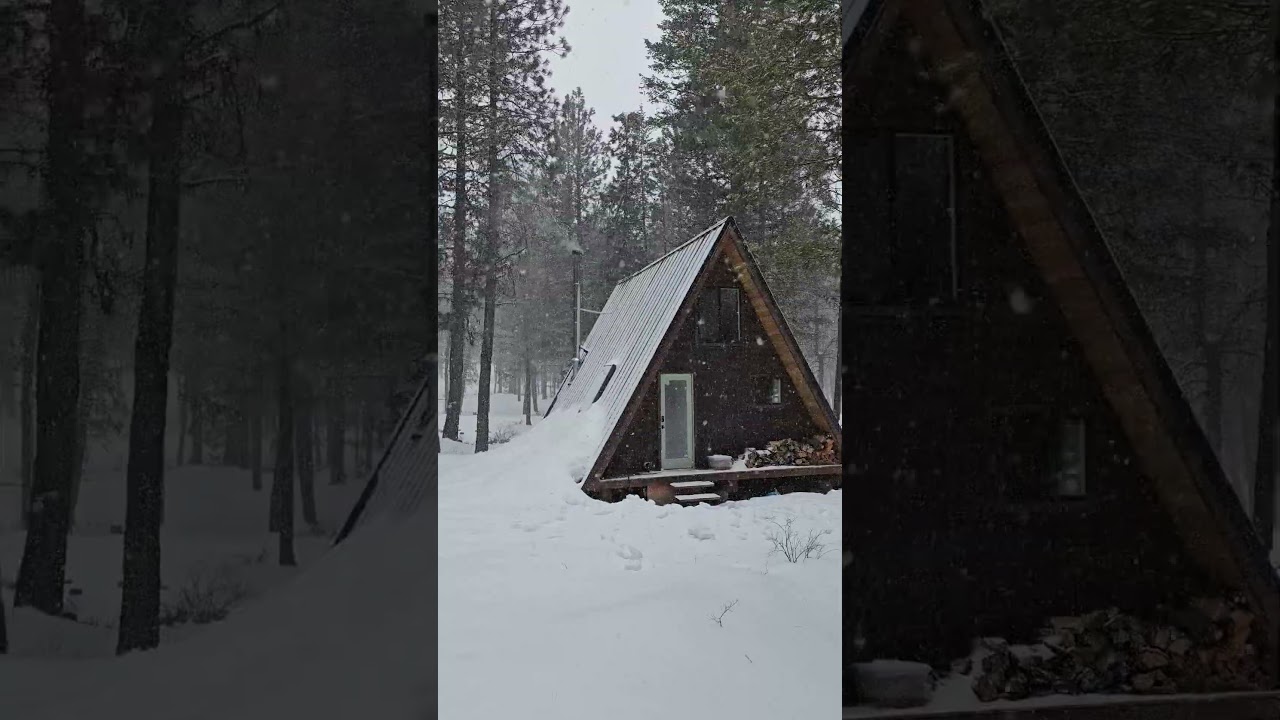 Winter Storm at my A-Frame Cabin #offgrid, #aframecabin, #aframe