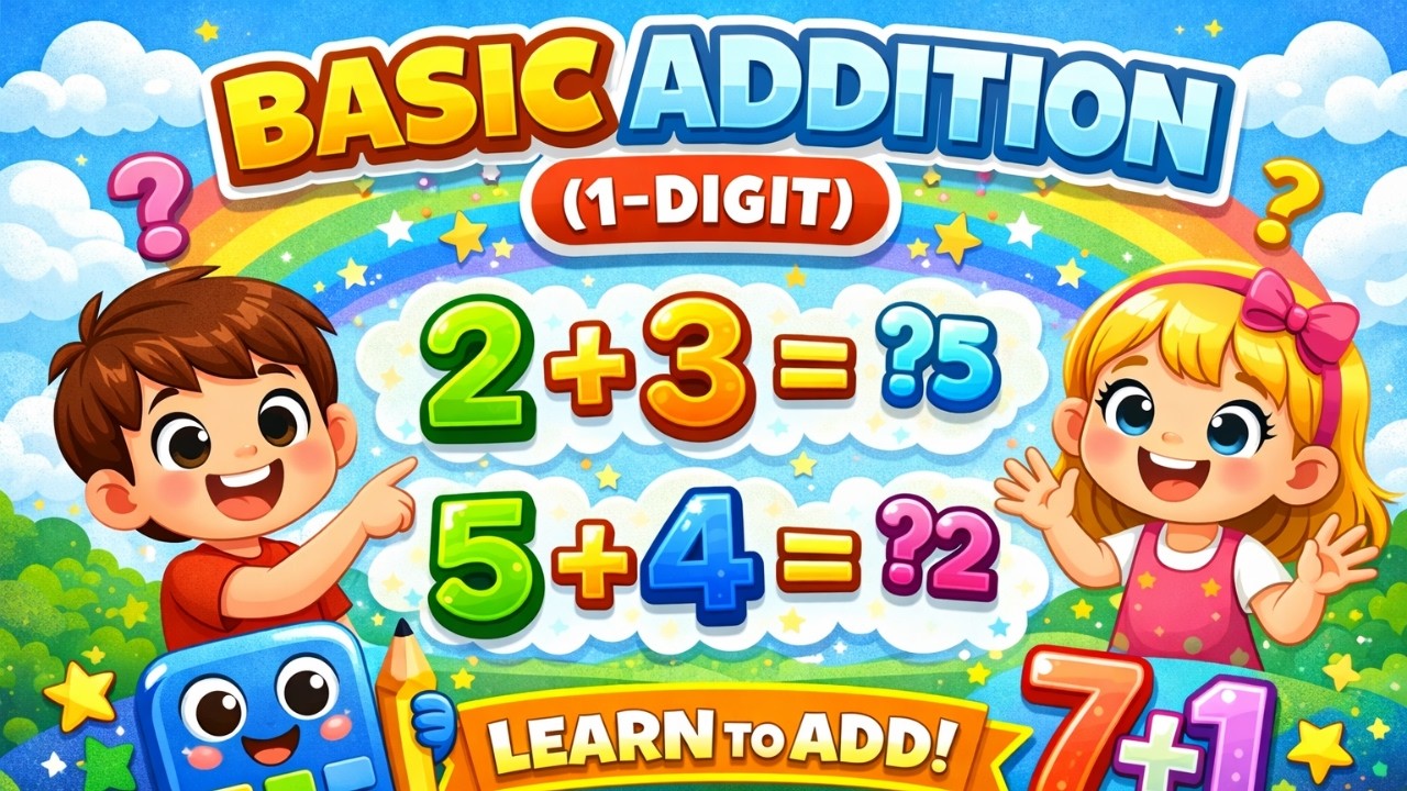 Learn Addition 1 Digit, Simple Math for Beginners