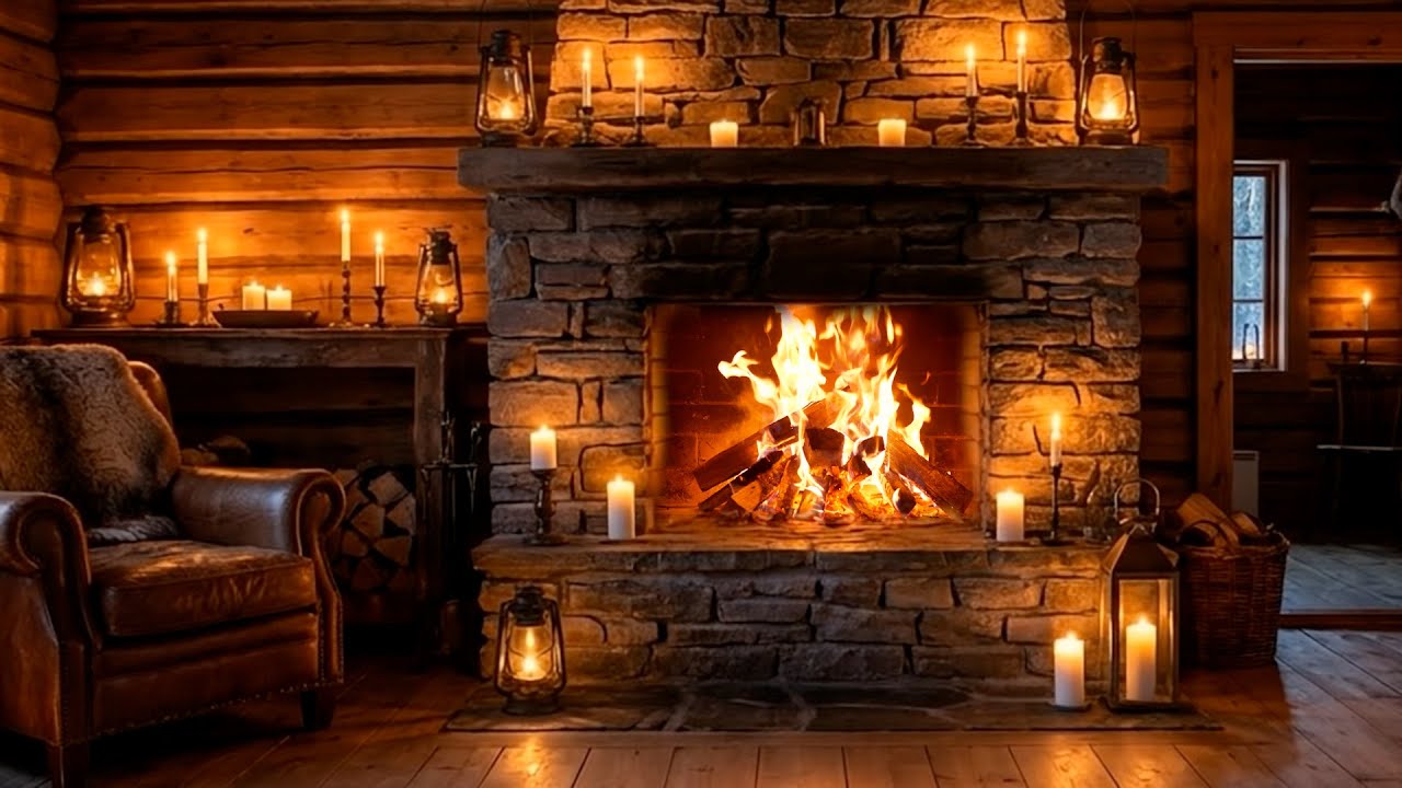 Warm Winter Cabin 🔥 Comforting Fire Sounds for Sleep, Meditation & Serenity