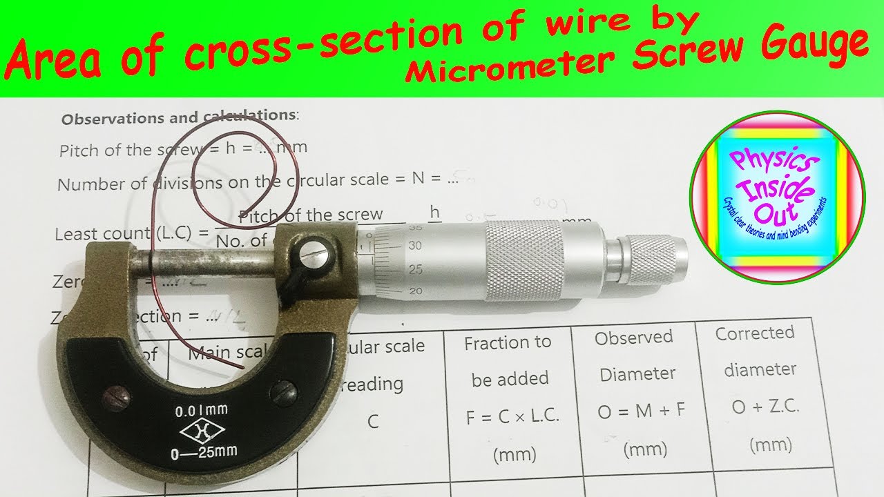 Screw Gauge Class 11 Physics Practical | Area of Cross-section Of Wire