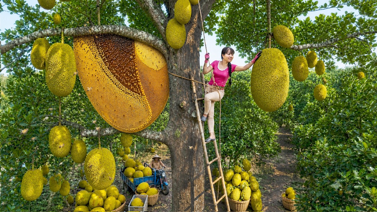 Massive 1000KG Jackfruit Harvest By 3-Wheeled Vehicle | Go To Market Sell