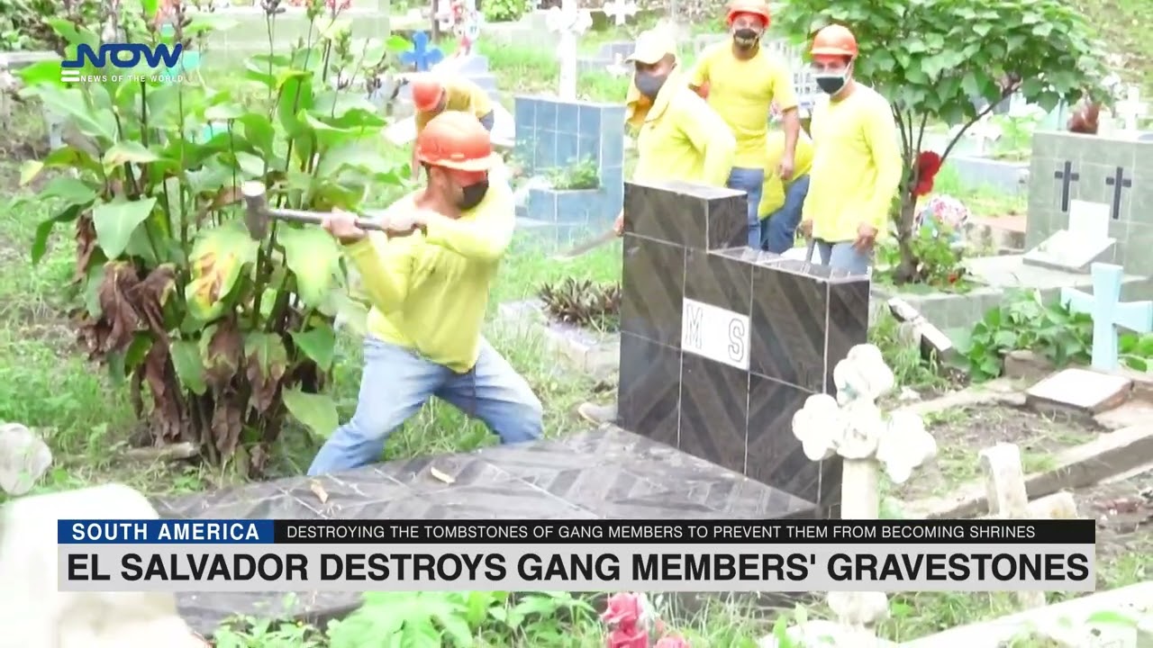 El Salvador destroys gang members' gravestones