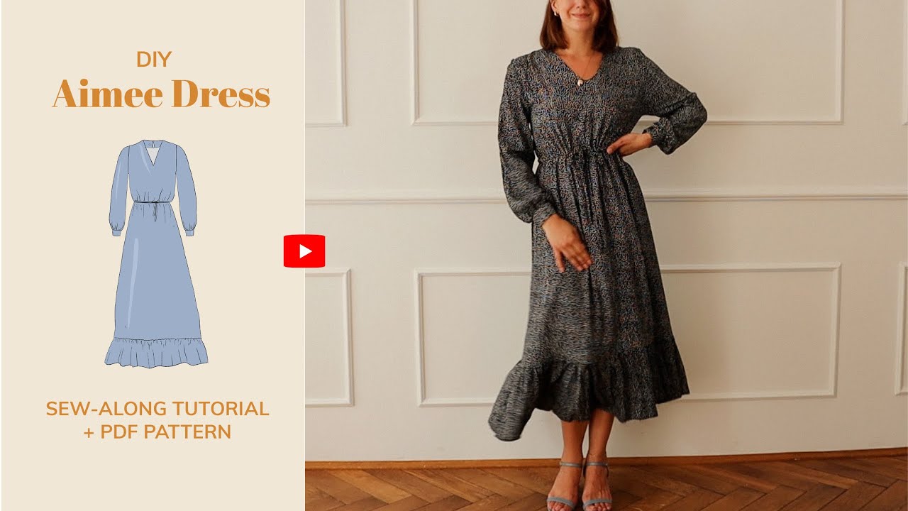 Aimee Dress | DIY Long Sleeve Drawstring Maxi Frill Dress | Sewing Tutorial