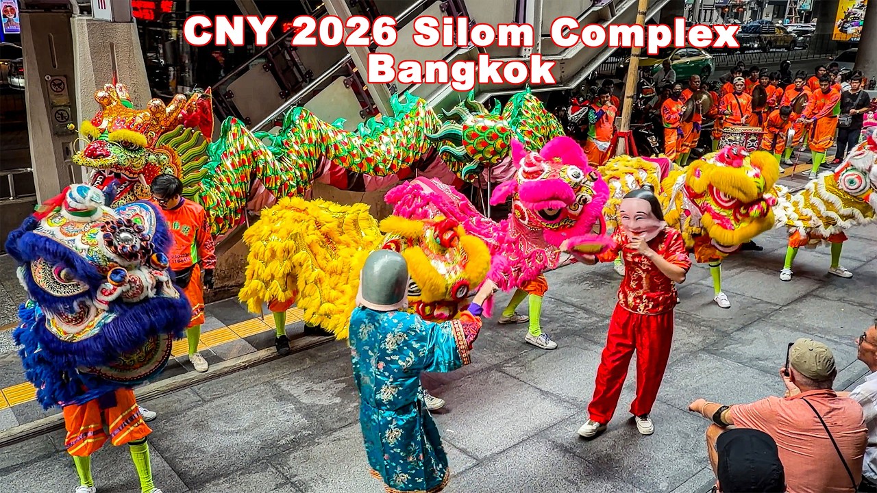 Lion and Dragon  Dance  CNY 2026 Performance at Silom Complex , Bangkok 16 Feb 2026