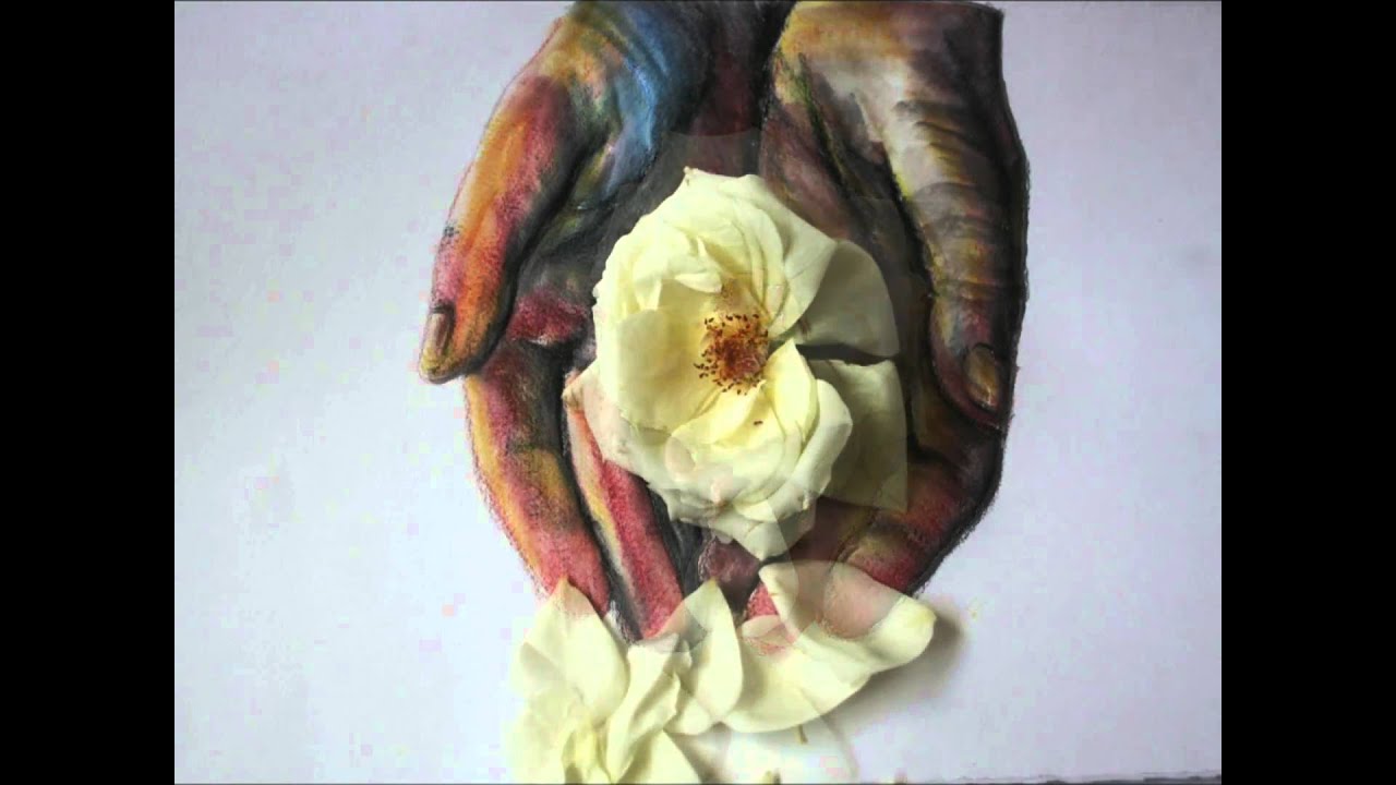 Two hands and flower.