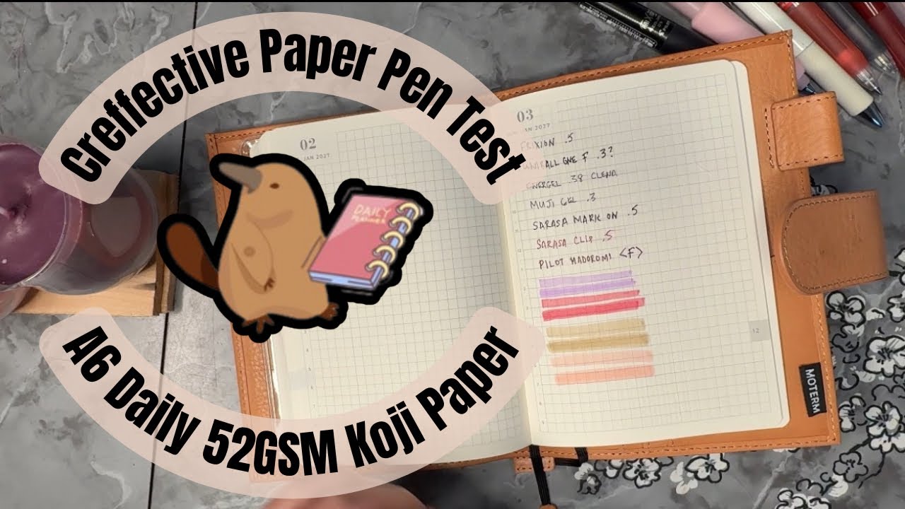 Тест ручек в ежедневнике A6 от Creffective Paper | Бумага Koji 53 г/м&sup2; |