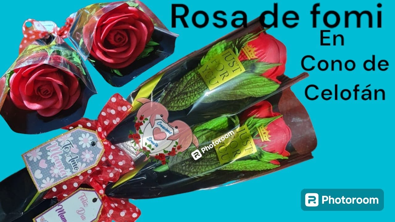 #DIY tutorial Rosa eterna  de fomi/goma Eva ❤️ en cono de celofán para el #díadelasmadres #emprende