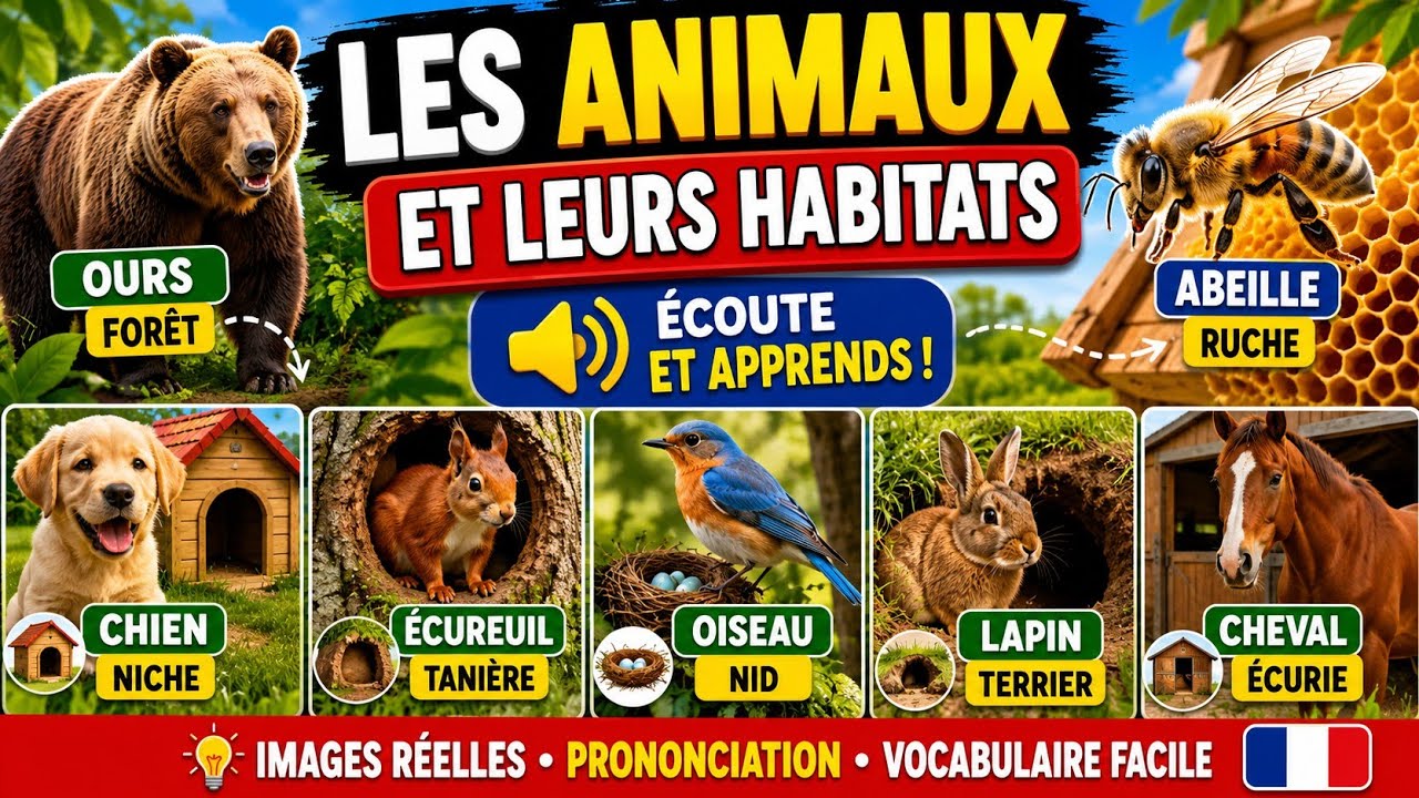 Les animaux et leurs habitats en français (débutant A1–A2)