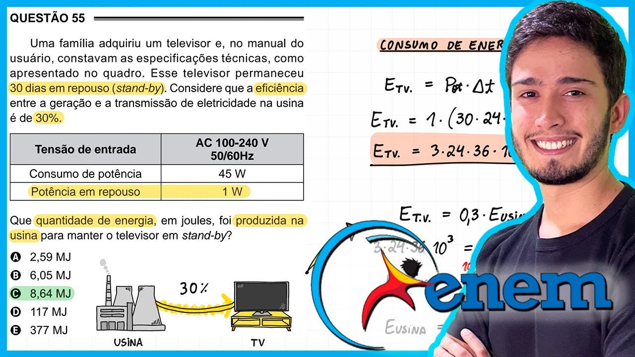ENEM 2016 PPL - Uma família adquiriu um televisor e, no manual do usuário, constavam as especificaçõ
