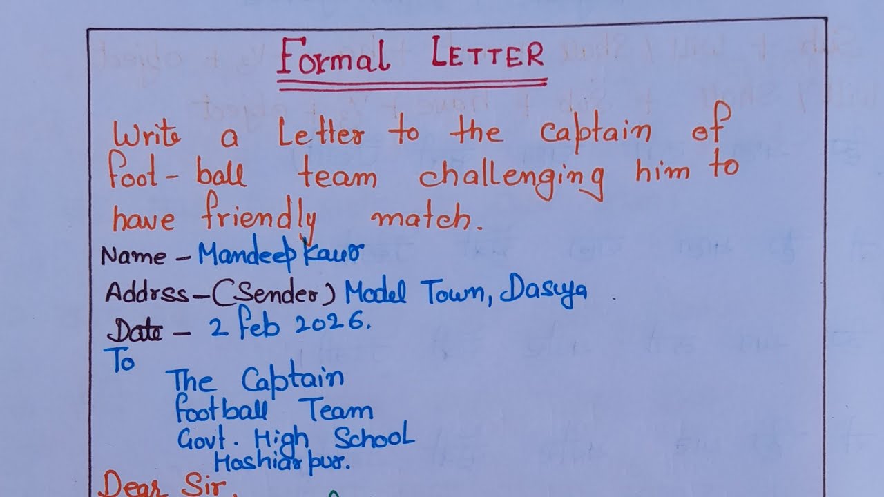 1 February 2026 Formal  letter In English ll Pattern Of Formal letter 