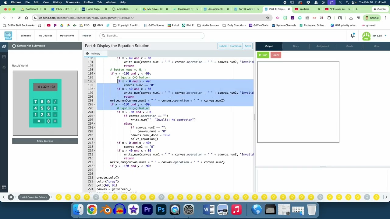 CodeHS Computer Science #904 Part 4: Display the Equation Solution